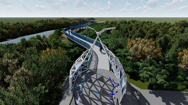 松柏漁港自行車道預計2023年6月完工。圖為完工示意圖。圖/台中市政府提供