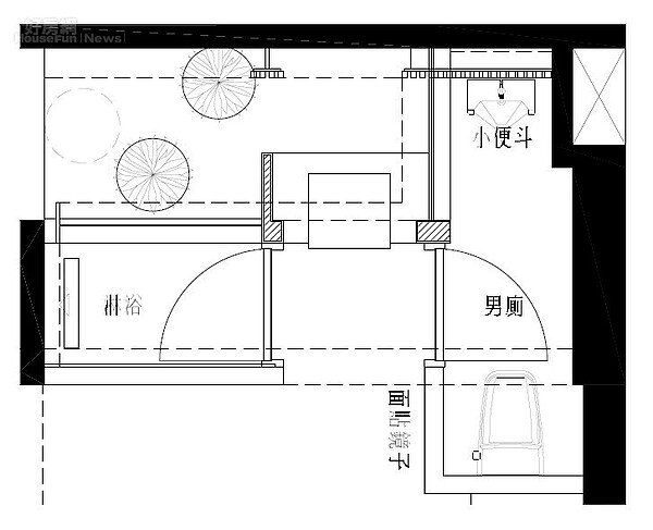 衛浴三分離設計個案之平面圖。圖／盧淑媛提供