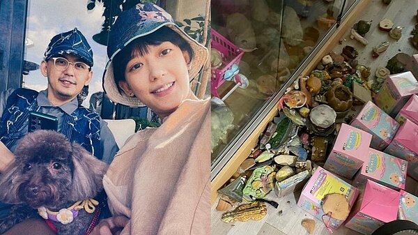 強震發生讓黃子佼老婆孟耿如的幼稚園時期陶藝品慘摔。圖/翻攝自孟耿如、黃子佼臉書