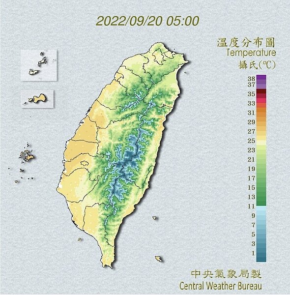 今有一小股冷空氣南下,氣溫下降,北台略轉涼。圖/氣象局提供