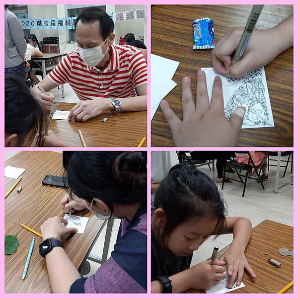 居民認真創作禪繞畫作品／圖片擷取自精忠幸福站臉書
