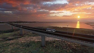 台中大肚-彰化和美跨河橋梁新建工程模擬圖。圖／台中市建設局提供