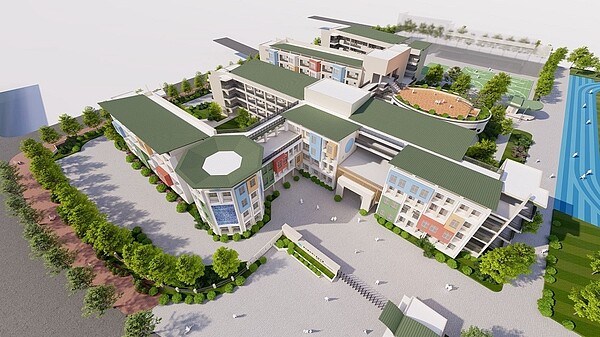 湖口高中遷校工程發包。模擬圖/教育局提供
