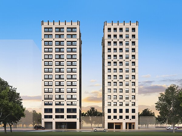 「貴暘御景」採新古典風格建築外觀，又位於鬧中取靜的西本願寺廣場日式古蹟旁邊，地段極佳。圖／貴暘御景提供
