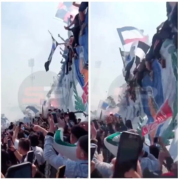 智利體育場廣告看板倒塌。圖/擷自推特