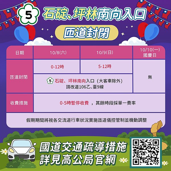 石碇、坪林南向入口匝道封閉。圖/新北市府提供