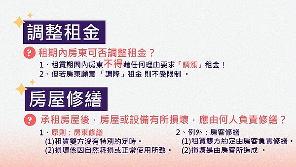 「租賃常見糾紛懶人包」以簡單易懂的圖卡資訊，彙整租屋常見糾紛。圖／新莊地政事務所提供