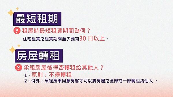 「租賃常見糾紛懶人包」以簡單易懂的圖卡資訊，彙整租屋常見糾紛。圖／新莊地政事務所提供