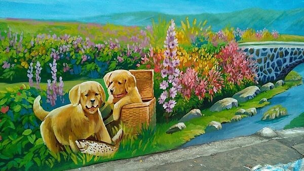 民樂里街景美化的彩繪。圖／潘慶忠里長提供
