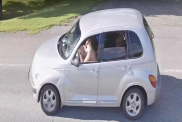 一名網友使用Google時，驚見一輛轎車後座出現疑似外星生物景象。 圖／擷自Google