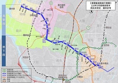 捷運藍線路線圖。圖／台中市交通局提供