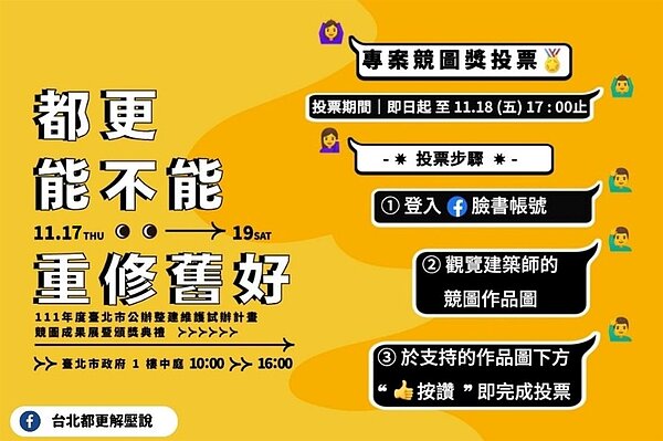 專案競圖線上投票方式。圖/都更處提供提供