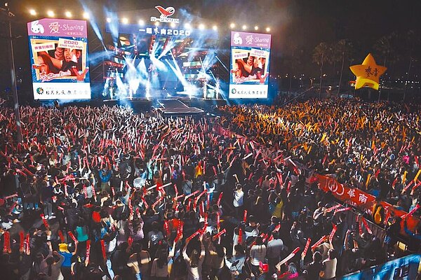 高市府睽違3年將回夢時代舉辦跨年晚會。圖為「愛‧Sharing2020高雄夢時代跨年派對」。(高市府提供/柯宗緯高雄傳真)