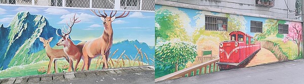 邱里長採納里民建議，將台灣美麗山景在巷弄中呈現。圖／取自「中華里-是我們快樂的家」臉書社團

