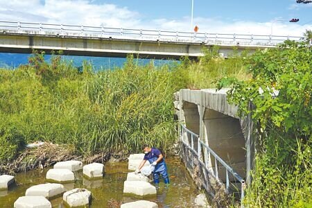 台東縣環保局選定太平溪3處設置攔截點,今年已攔除274.13公斤垃圾,其中還清出衣架、動物屍體和棉被。(蔡旻妤攝)