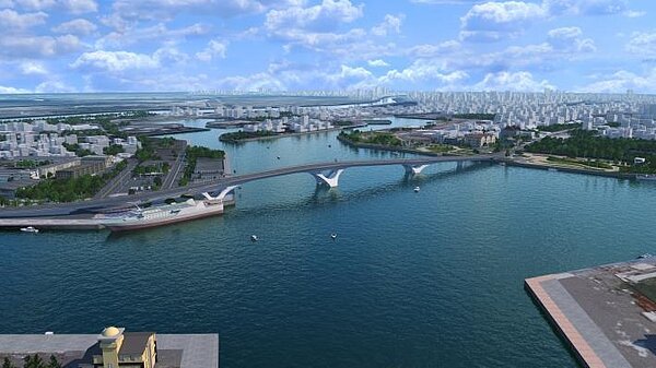 台南安平漁港跨海大橋工程示意圖。圖/南市府提供