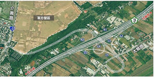 大鶯豐德交流道預計7年後完工,但施工期間交通替代方案,及高額工程經費還在協調。圖/桃園交通局提供