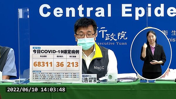 國內新增68,311例本土個案及36例境外移入。圖/疾管局直播