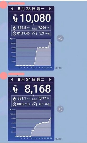 透過線上串聯，健走時間、距離一目了然。圖／歐秀珠里長提供