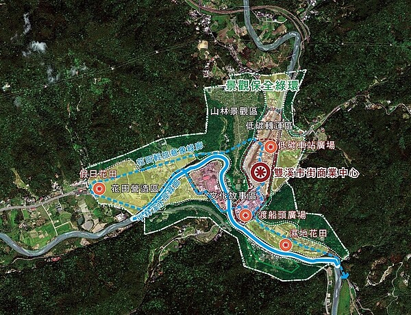 雙溪都市計畫區空間發展模式及發展構想示意圖。圖/新北市政府提供