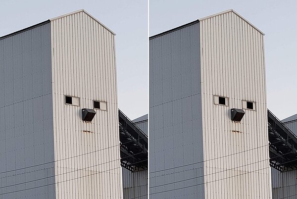 日本網友在路上看見一棟神似迷因圖片的鐵皮屋。圖/取自Twitter@hakuikisiroi