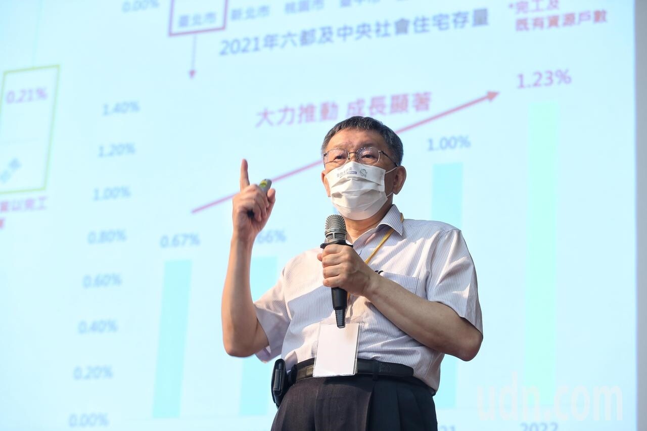 民眾黨政策智庫今天主辦「居住正義的現實與實現論壇」，民眾黨主席柯文哲出席，以台北市蓋社會住宅的經驗進行演講。記者邱德祥／攝影 