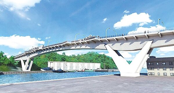 重建的南方澳跨港大橋造型發想是「鯖魚的故鄉」，完成後將結合交通與觀光於一體。圖為完工後示意圖。圖／公路總局提供／李忠一宜蘭傳真