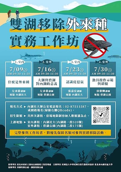 雙湖招募生態尖兵解危機。圖/台北市工務局提供
