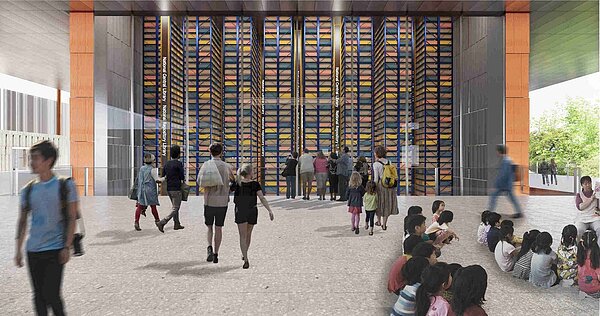 國家圖書館南部分館暨聯合典藏中心終於順利發包,圖為未來完工示意圖。圖/館方提供