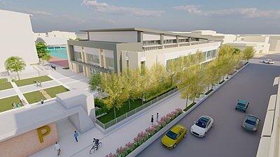 成功國民中學活動中心暨地下停車場模擬圖。圖/台中市建設局提供