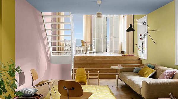 「得利健康居-主動除醛乳膠漆」是一款具有淨化室內空氣的環保乳膠漆,創新除醛科技能夠主動分解空氣中的甲醛成為水分子。另外利用「得利空間配色大師」App,自由選色、配色,可找到適合家裡的配色。圖/得利塗料提供