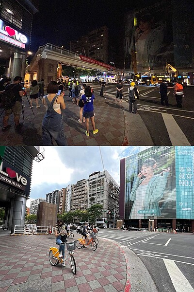 信義世貿天橋拆除前後的對照圖之二(張哲生拍攝)