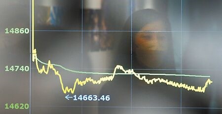 美國眾議院議長裴洛西訪台引發市場恐慌情緒，台股2日早盤一度跌至14663.46點，以14747.23點作收。圖∕范揚光