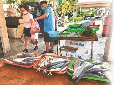 中國大陸海關總署3日再宣布暫停台灣的柑橘類水果和冰鮮白帶魚、凍竹筴魚輸入,圖為市場販售的竹筴魚。(張鎧乙攝)