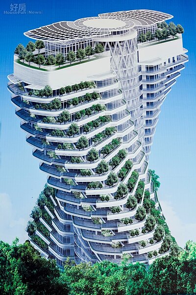 亞太會館工地,信義區松高路、松勇路交叉口,國泰世華後方,A25旁邊,陶朱隱園,360度觀景藝術建築,101大樓,模型圖,示意圖,建構圖。(好房News記者 陳韋帆/翻攝自工地現場)