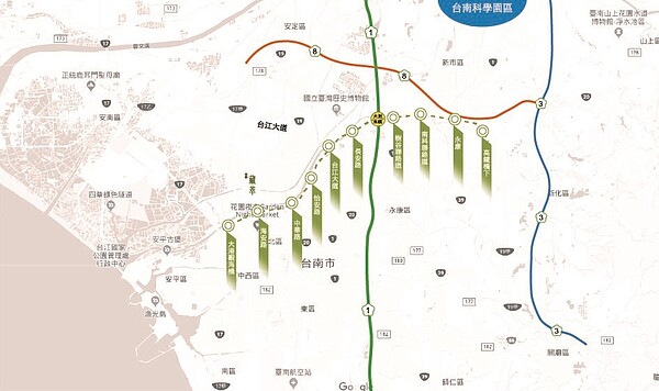 北外環的中華路匝道開通後,「遠雄藏萃」到南科的車行時間,將縮短至15至20分鐘內。圖/業者提供