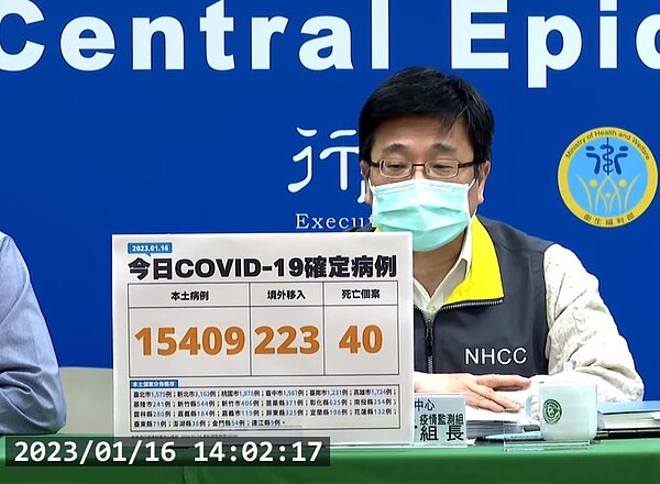 中央流行疫情指揮中心今(16)日公布國內新增15,632例COVID-19確定病例。圖/截自疾管署直播