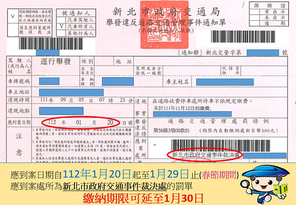 繳納期限延長。圖/新北市交通裁決處提供