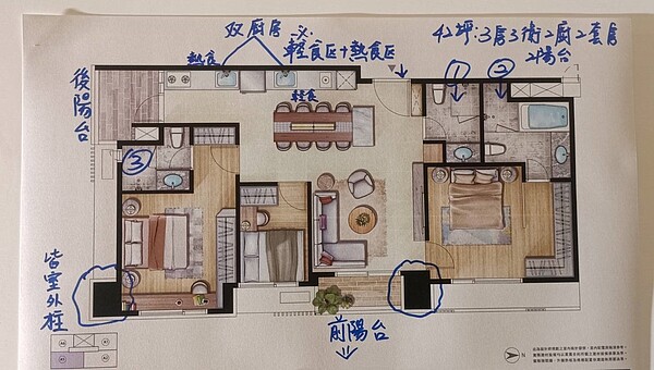 網友PO出預售建案格局圖。圖／翻攝自PTT