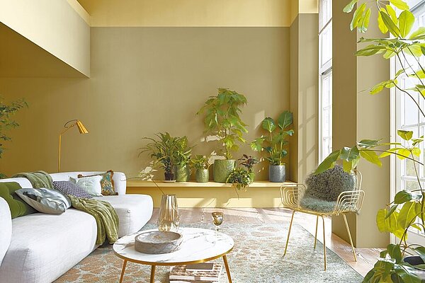 青森色盤與野麥黃搭配出沉浸綠意中的自在美好。圖/得利提供