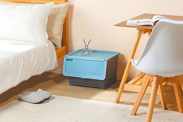 特力屋的Hello前開直取整理箱38L設計精巧,399元。圖/特力屋提供