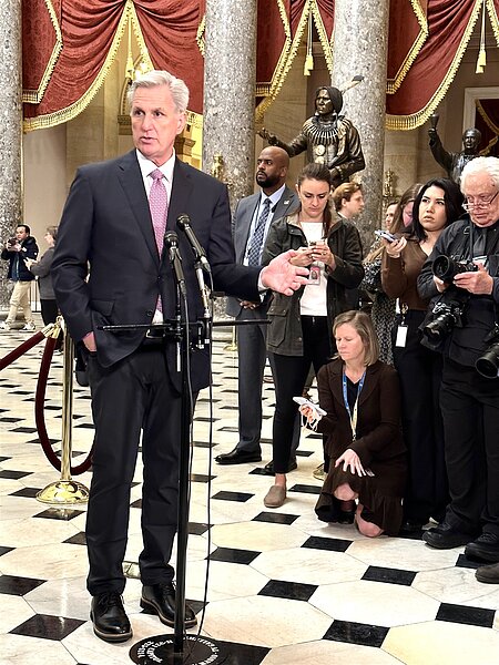 美國聯邦眾議院議長麥卡錫(Kevin McCarthy)2日表示,現在沒有任何排定訪問台灣的行程。記者張文馨/攝影