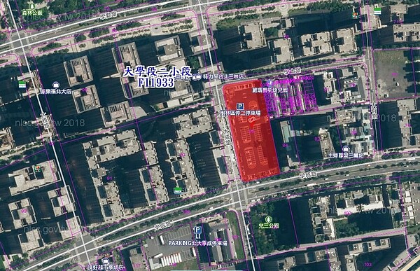 「台北大學特定區停二用地」屬都市計畫停車場用地，基地面積約6200平方公尺。圖／經發局提供