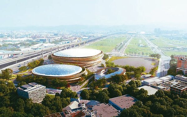 台中巨蛋由日本建築師隈研吾設計，工程發包已6度流標，市府力拚今年順利發包。圖／中市府提供