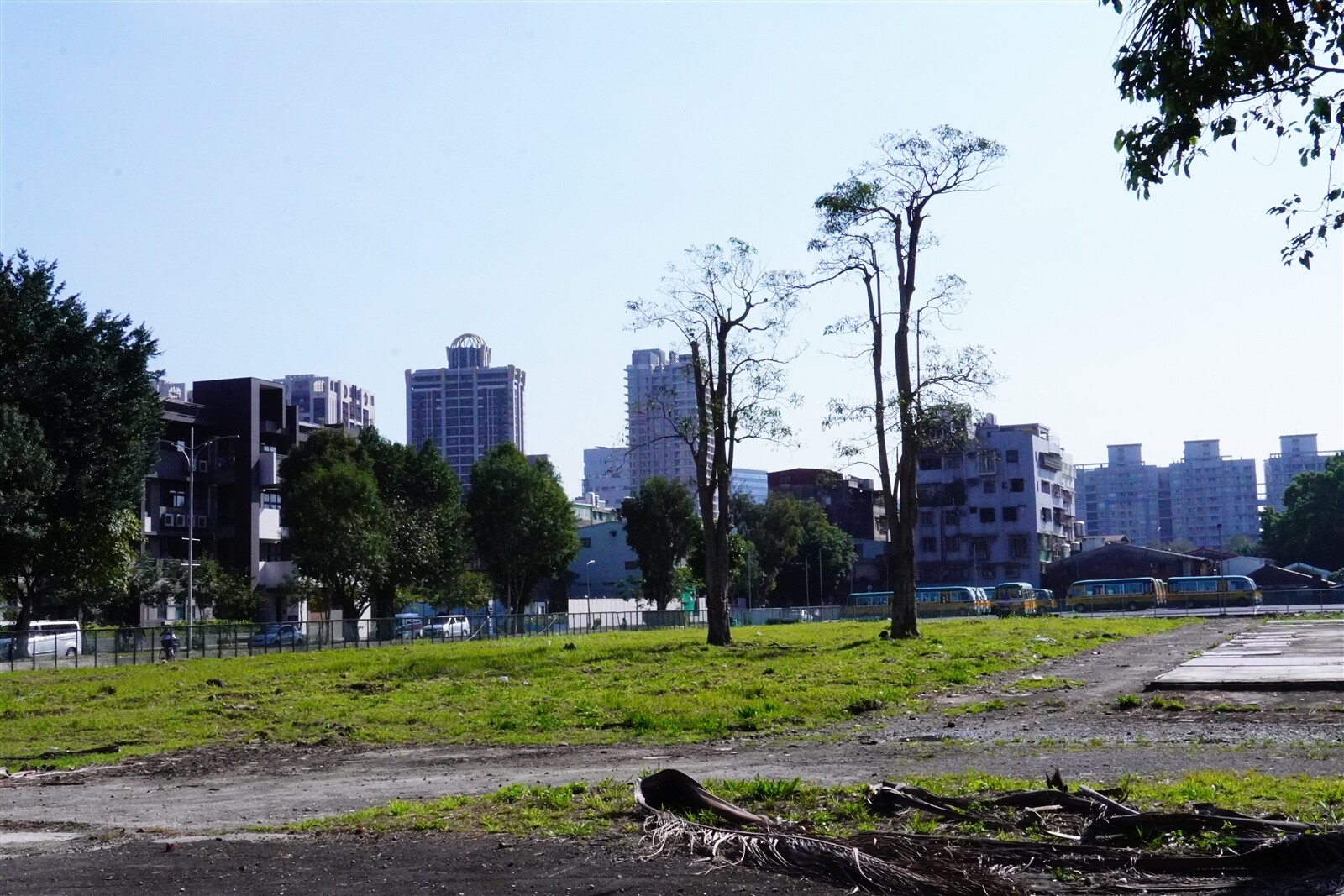 新北市板橋區中山國小對面綠地為營建署的地，校方也無法拿來作為孩子活動空間使用。記者劉懿萱／攝影 
