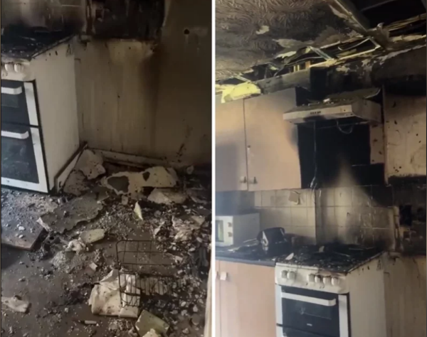 大學生想用烤吐司機做熱壓吐司，最後卻導致整間廚房燒毀。圖擷自推特