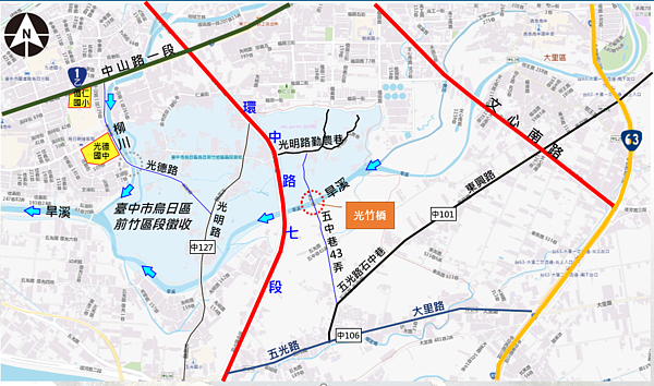 光竹橋位置圖。圖/建設局提供