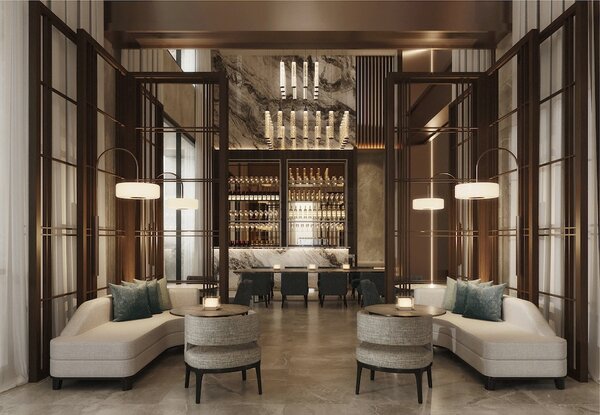 金沙酒店HBA公設美學顧問，打造具建築品味的交誼空間。圖／現場提供