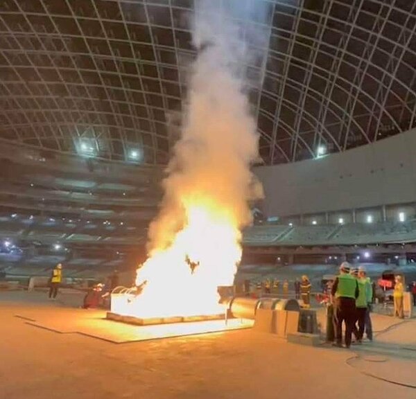 大巨蛋正在辦理煙控性能現場試驗。圖/取自李四川臉書