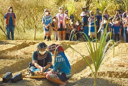 
巴楠花實驗中小學全校學生上春季小米播種祭土地課程。（林雅惠攝）
